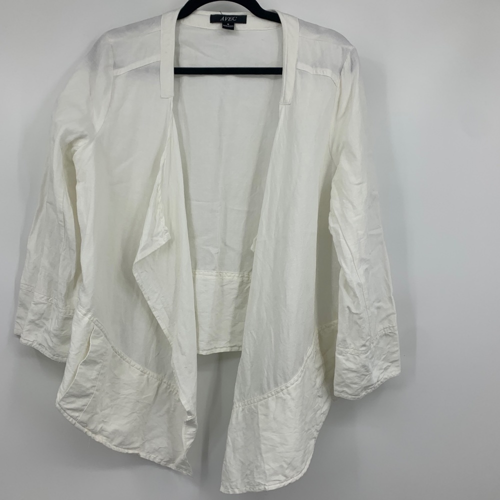 Avec‎ womens medium jacket linen blend white